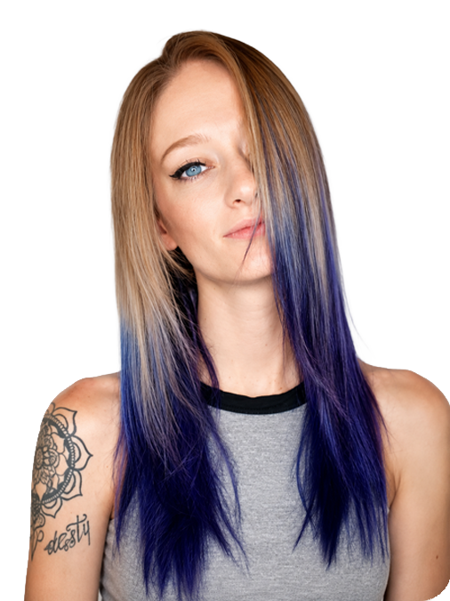 Blue and blonde hair color by The Glam Rock Salon